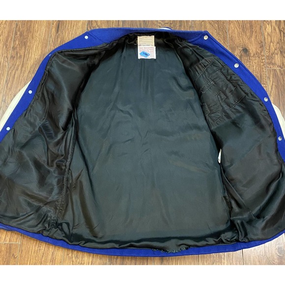 Vtg DeLong St Bernard Parish 1976 Letterman Varsity Jacket Leather Wool Mens Sm - Picture 8 of 12